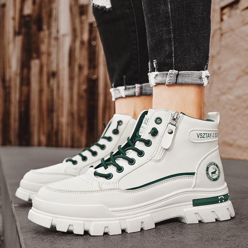 ins high-top leather shoes trendy casual high-top Martin boots retro wind locomotive big yellow boots