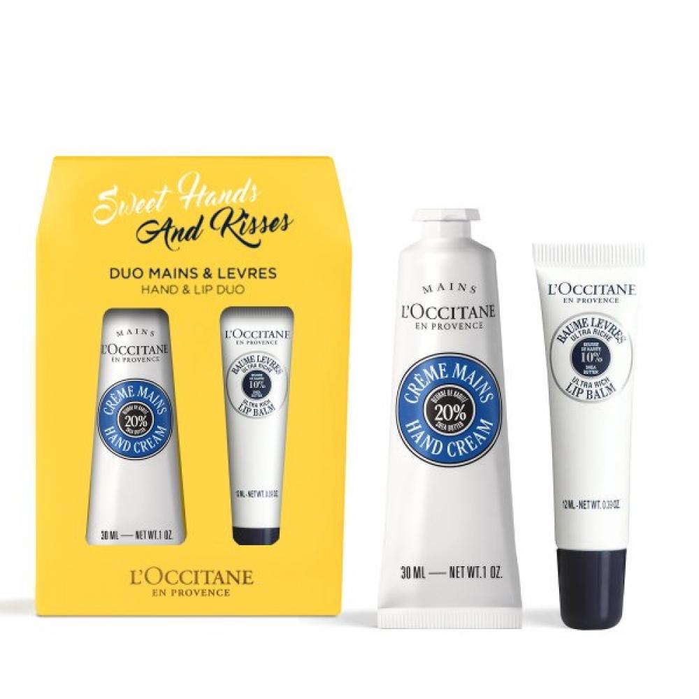 L Occitane Shea Butter Hand Cream   Lip baLm Duo  Karit  Confort Single option