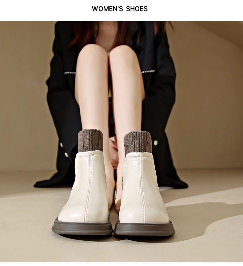 Women's Autumn/Winter 2025 British Style Real Leather Skinny Sock Boots with Back Zipper