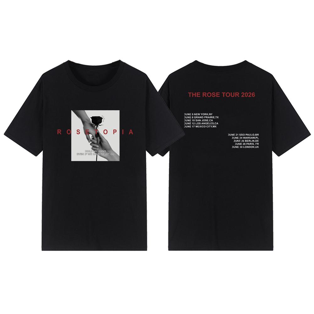 The Rose Rosetopia World Tour 2026 T-shirt Kpop Concert T-Shirt Korean Group Tee Streetwear Women Tops Kpop Merch Fans Gift