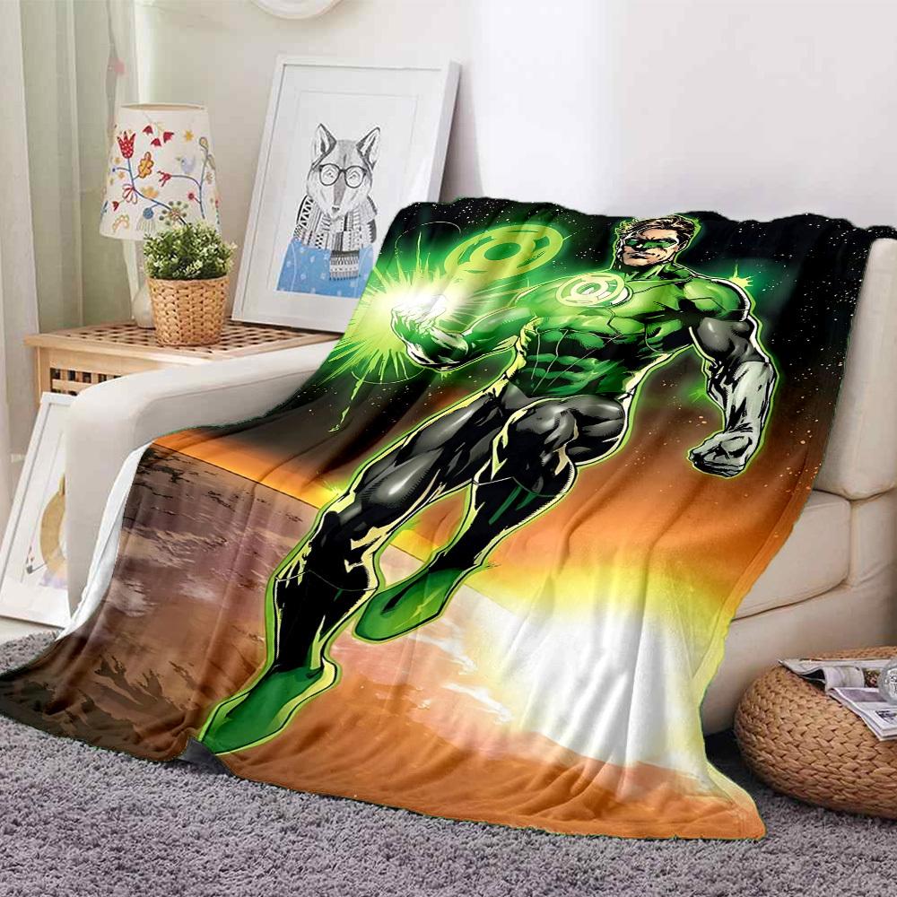 1pc Green Lantern Blanket Lightweight Flannel Throw For Sofa, Bed, Travel, Livingroom, Office, Couch, Chair, And Bed
