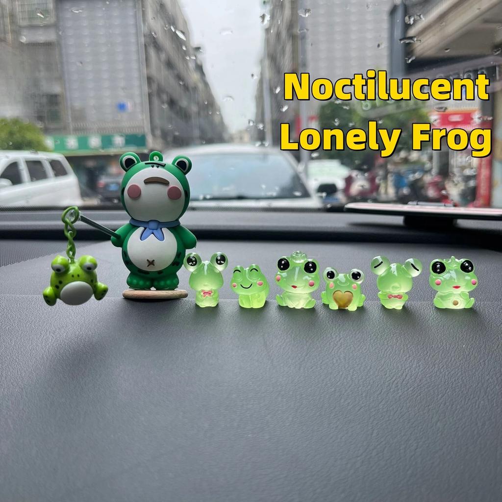 7Pcs Lonely Frog Noctilucent Car Accessories Cartoon Car Center Console Decoration OfficeDesk Computer Screen DecorationDollGift