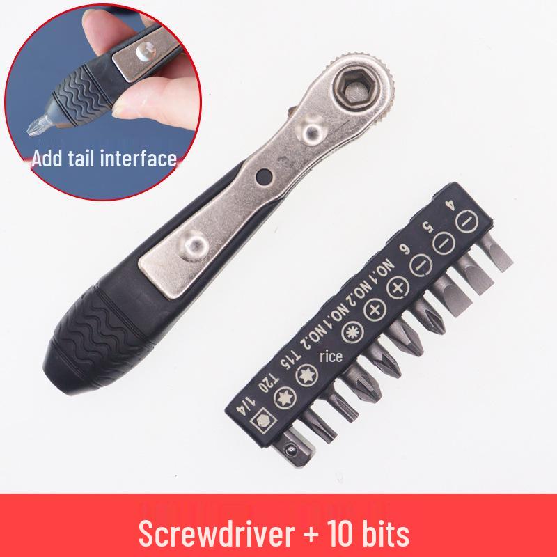 Compact 36-Tooth Ratchet Screwdriver for Tight Spaces with L-Shaped Bent Wrench