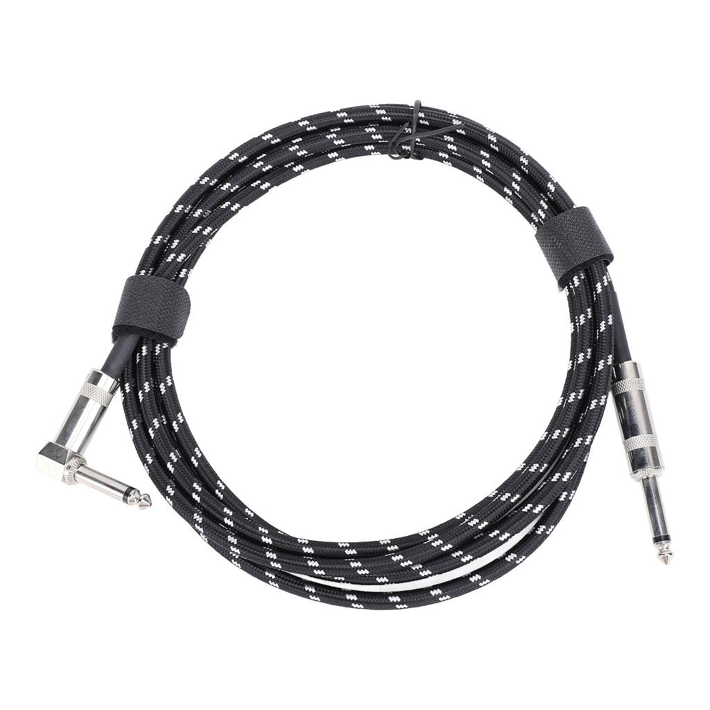 6.5mm Guitar Cable Right Angle To Straight Connector Nylon Braided Noise Reduction Guitar Connection Cord 3 Meters