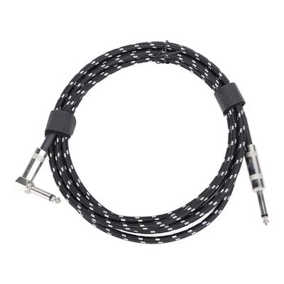 6.5mm Guitar Cable Right Angle To Straight Connector Nylon Braided Noise Reduction Guitar Connection Cord 3 Meters