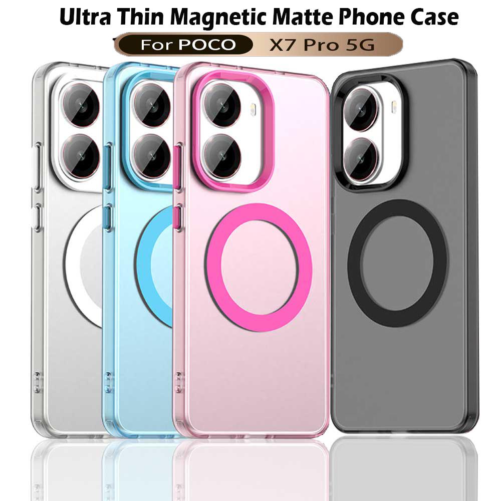 Magsafe Matte Phone Case For Xiaomi Poco X7 Pro Magnetic Wireless Charging For Xiaomi Redmi Turbo 4 Shockproof Back Cover