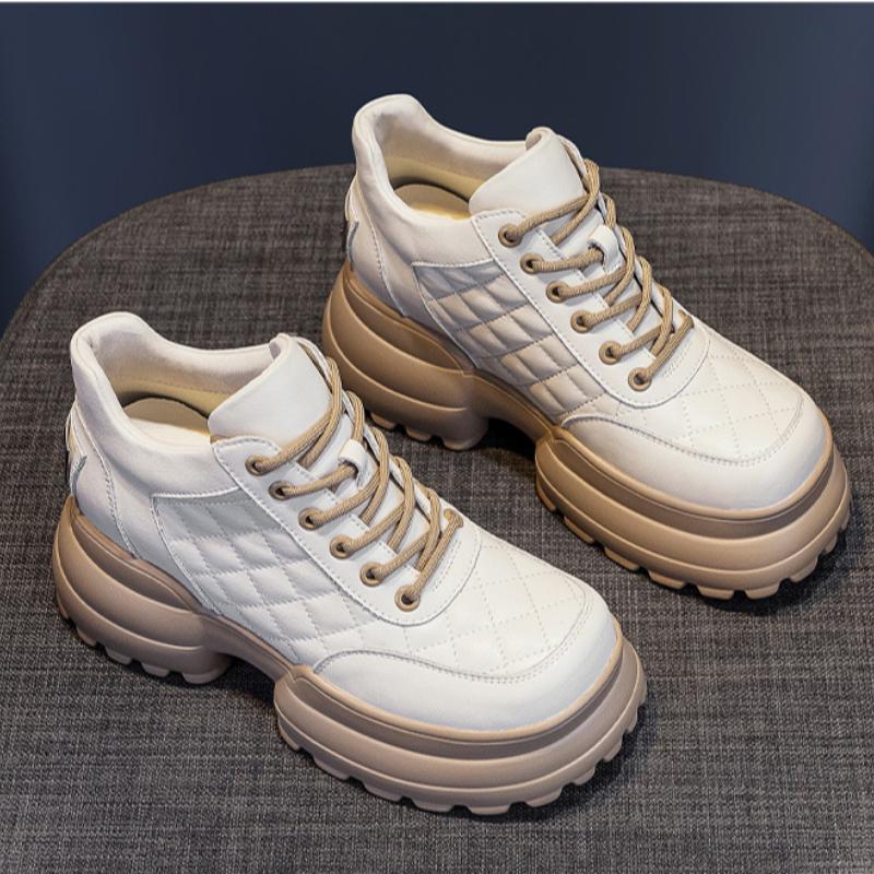 Women Casual Sneakers Platform Ladies New Outdoor Walking Sports Shoes Thick Heels Fashion Dad Shoes Vintage Lace Up Bread Shoes