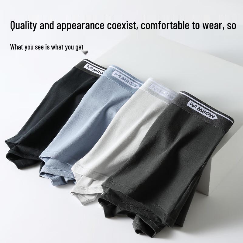 MiiOW Men's Cotton Antibacterial Boxer Briefs 4-Pack