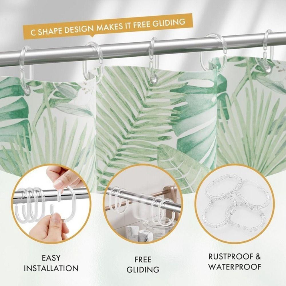 24Pcs Removable Shower Curtain Rings Clear Shower Curtain Hooks Convenient Blind Loop  Bathroom Use