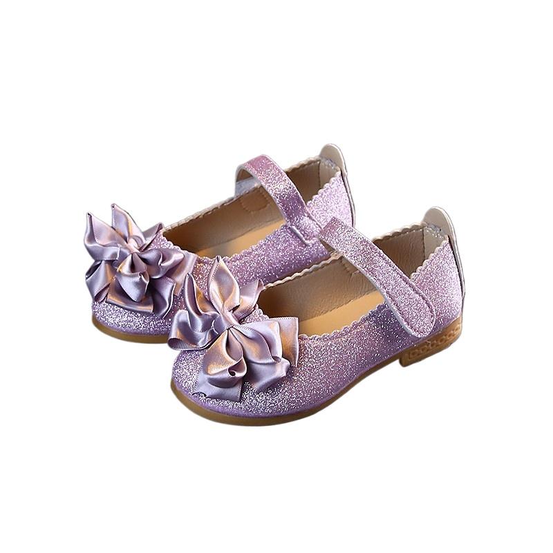 Girls Shoes Fashion Sequin Kids Princess Shoe Bow Shallow Single Shoe Soft Sole Children Flats Toddler Party Wedding Shoes