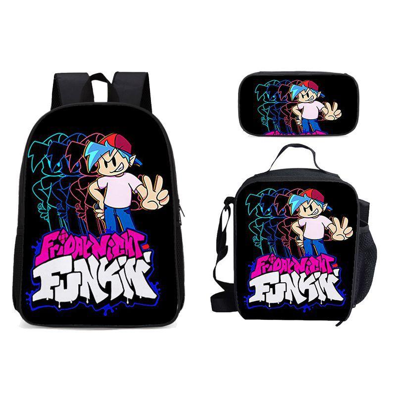 New Friday Night Funkin Backpack Three Piece Set Black Friday Korean Version Student Backpack Ice Pack Pencil Case Dropshipping