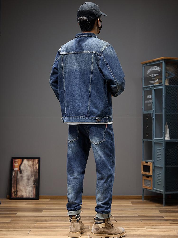 Traje Informal de Mezclilla para Hombre Otoño 2025 - Atractivo y Versátil, Conjunto Azul Completo con Etiqueta
