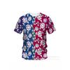 Mens Oversized Casual Short Sleeve T-Shirt With Floral 3D Print Loose Fit Breathable Cotton