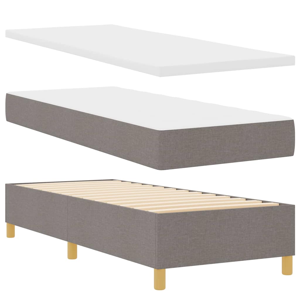 Box Spring Bed with Mattress and Adjustable Headboard Taupe 80 x 200 cm Fabric