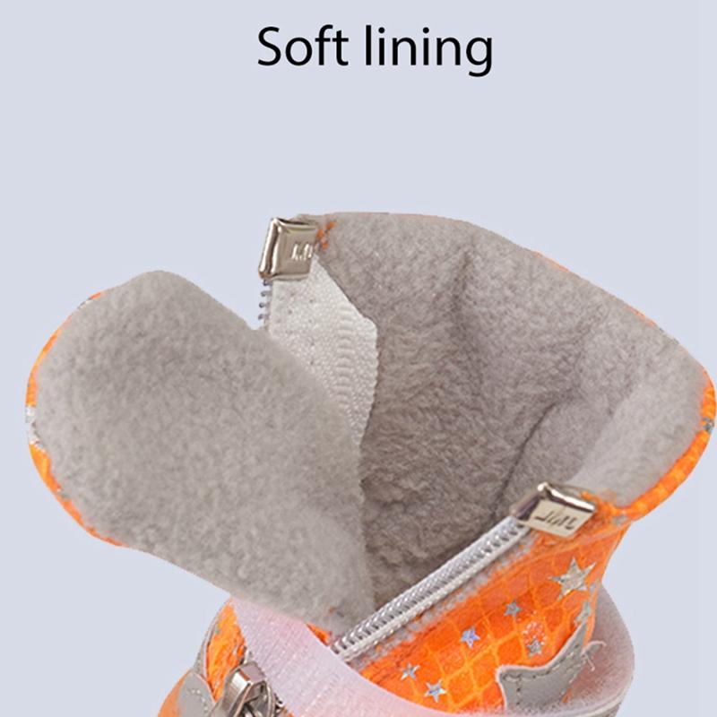 Warm Winter Pet Dog Boots Cozy Plush Lining Skidproof Soft Snow Play Anti-Slip Sole Paw Protectors for Small Medium Puppy Shoes