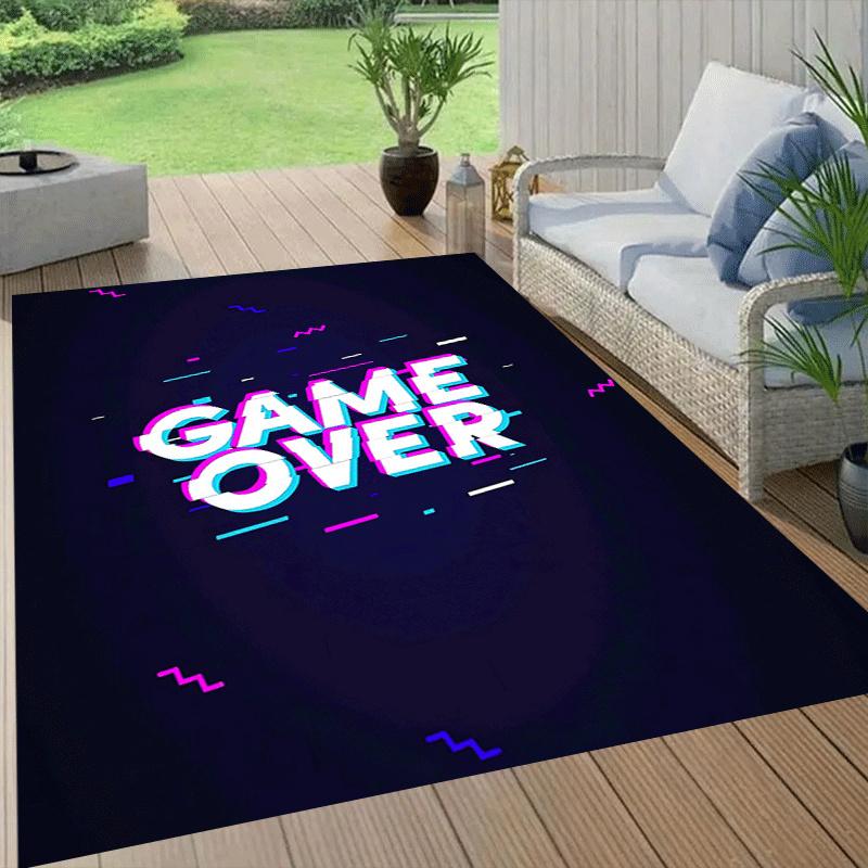 1pc Game over Print, Design Indoor Area Rug - Soft, Anti-Slip, and Durable Gaming Room Decor for Bedroom, Living Room
