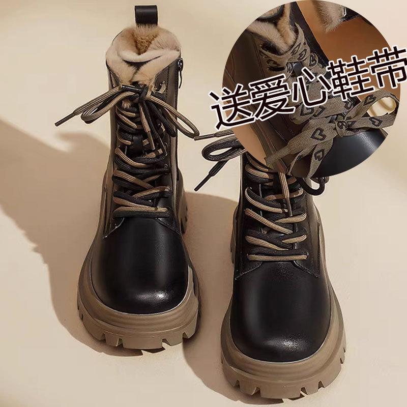 

Женские зимние меховые ботинки на толстой подошве, легкие, теплые, непродуваемые, с подкладкой, нескользящие, износостойкие, повседневные кроссовки, хлопковые ботинки Мартин 36 чёрный