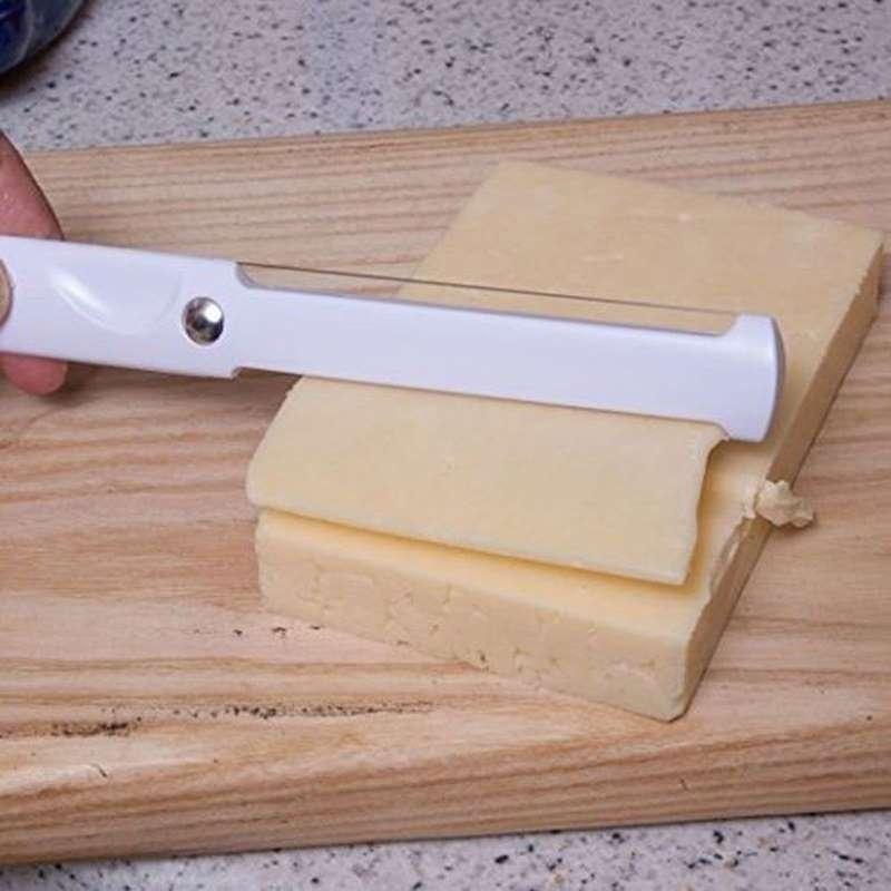 Rebanador de mantequilla y queso, cuchillo Pissza, cortador afilado, cortador con mango suave, útil, blanco