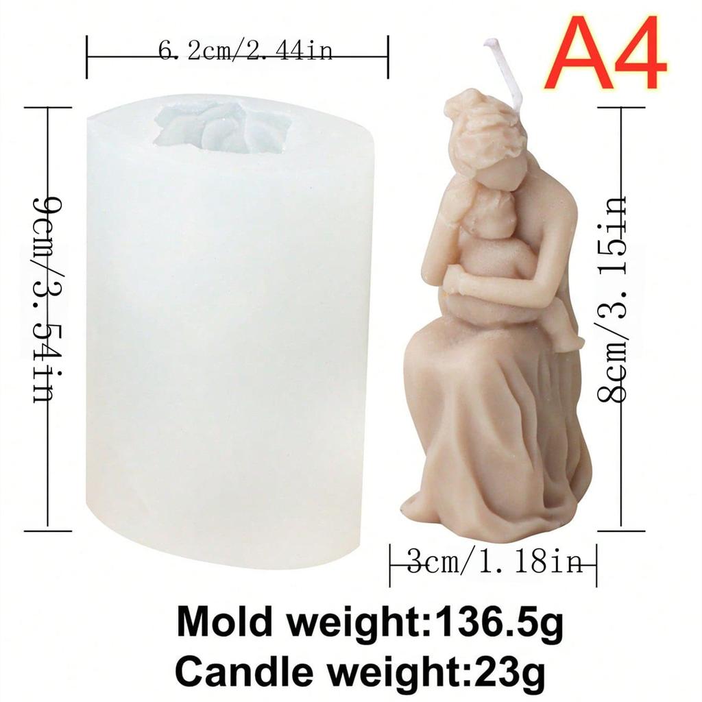 Sculpted Mother Baby Child Candle Mold Mom Carving Silicone Mold Soap Soy Wax Epoxy Resin DIY Handcraft Party Dinner Decorati