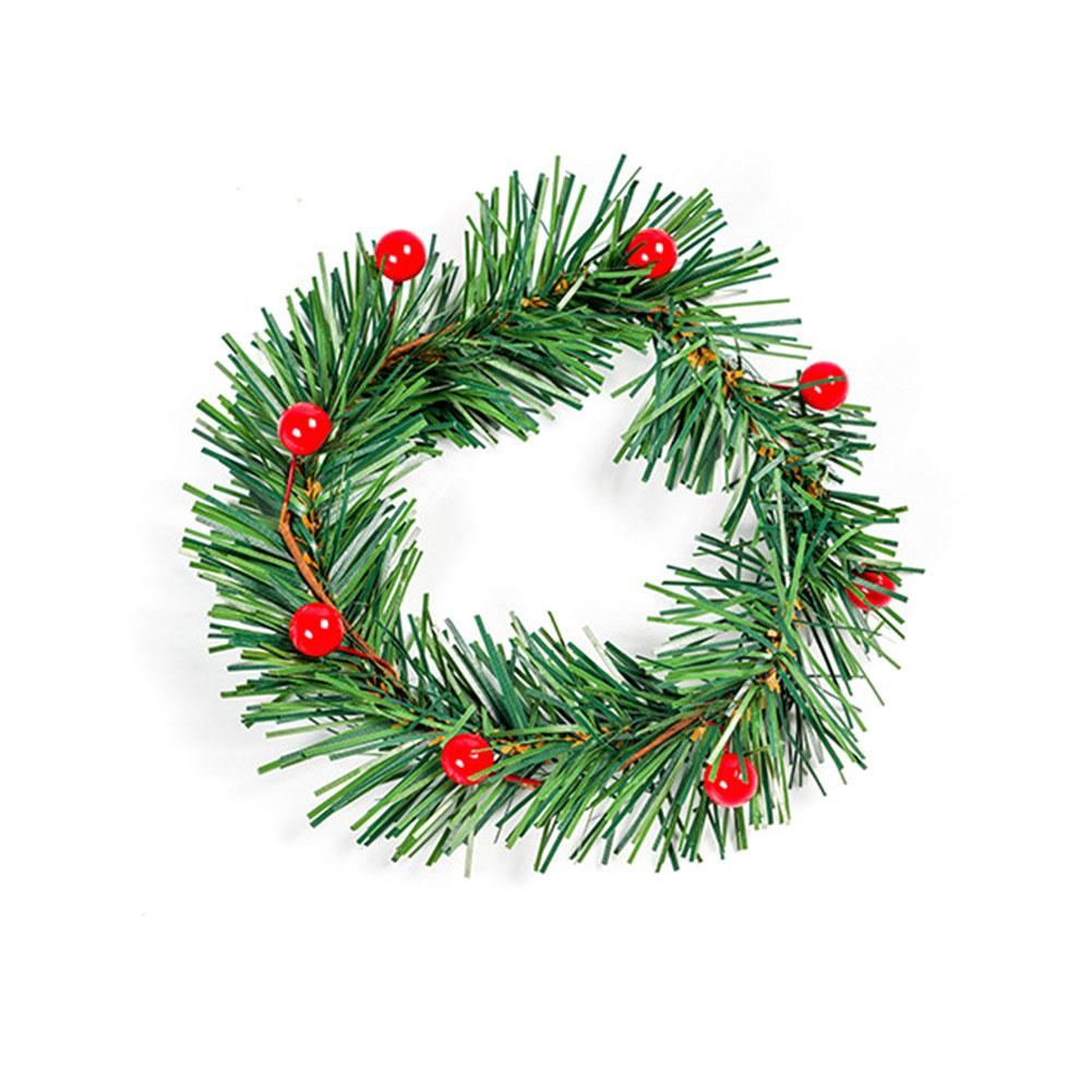 Christmas Candle Rings Wreaths Artificial Norfolk Pine Branches Red Berry Branch Candle Holder Rings Decoration for Centerpieces