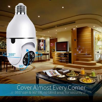 WiFi 360 Panoramic Bulb Camera 1080P Security Camera with 2.4GHz WiFi 360 Degree Panoramic Viewing