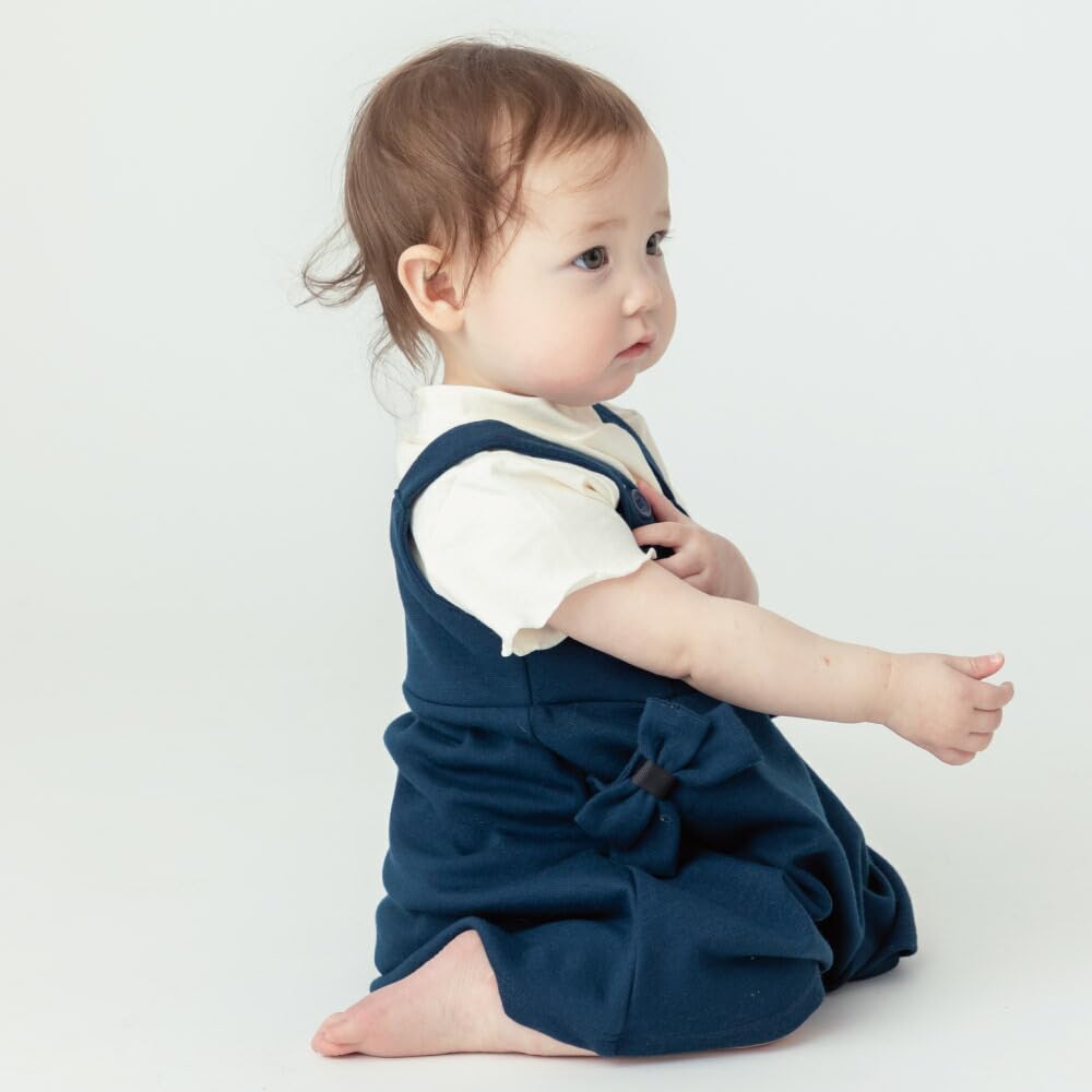 Ever Closet Clothing Girls Clothing Baby Baby Clothing Jumper Skirt Tops Baby Newborn Cotton Navy 80 [ever Closet] Children's One-piece
