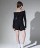 ALIENAR Double Ruffle Off-Shoulder Long Sleeve (Bk)