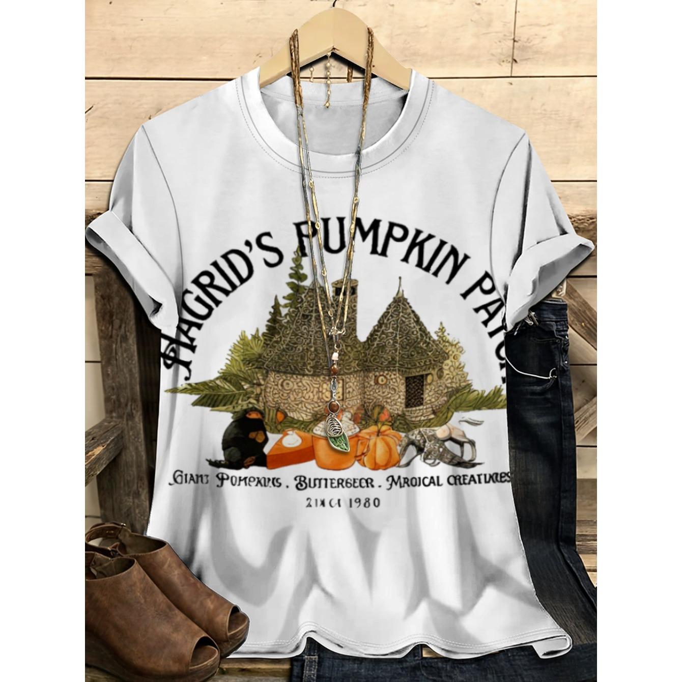 

Summer Round Neck 3D Halloween Themed Pattern Print Top Fashionable Casual Short Sleeved Women s T-shirts 6XL