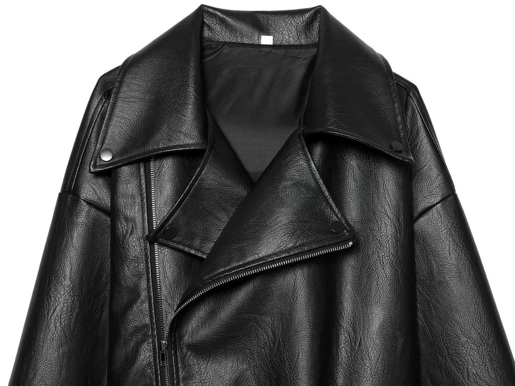 Autumn New European and American Style Lapel Lace-Up Commuter Leather Jacket