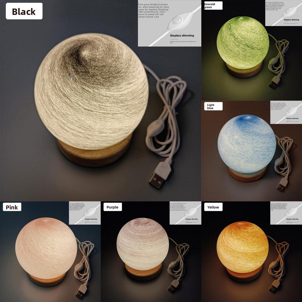 Glass Sphere Night Light Decorative Function Atmosphere Lighting Bedroom Decor