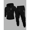 Bedrucktes 2-teiliges Herren-Set, lässiges Langarm-Sweatshirt mit Kapuze und Jogginghose, geeignet für Winter und Herbst, Sportbekleidung