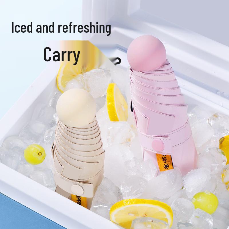 Compact Capsule Umbrella with UV Protection and Black Glue Sunshade