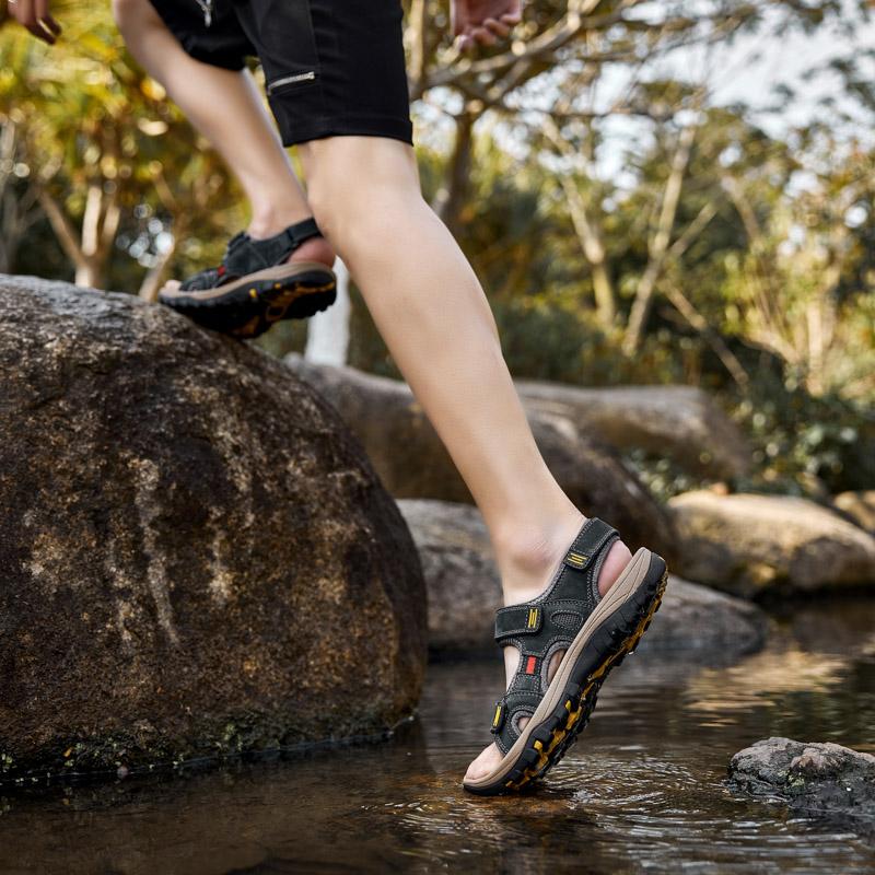 Letnie Męskie Sandały ze Skóry Naturalnej w Dużych Rozmiarach Męskie Sandały Plażowe Sandały Outdoorowe dla Mężczyzn