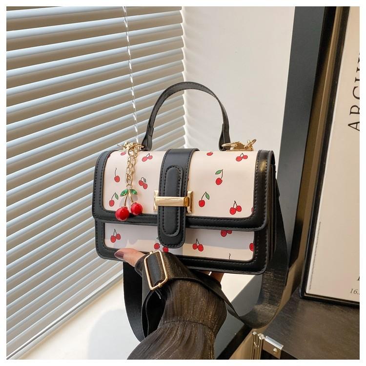 Cherry Print Crossbody Bag With Pu Material For Casual Streetwear Fans