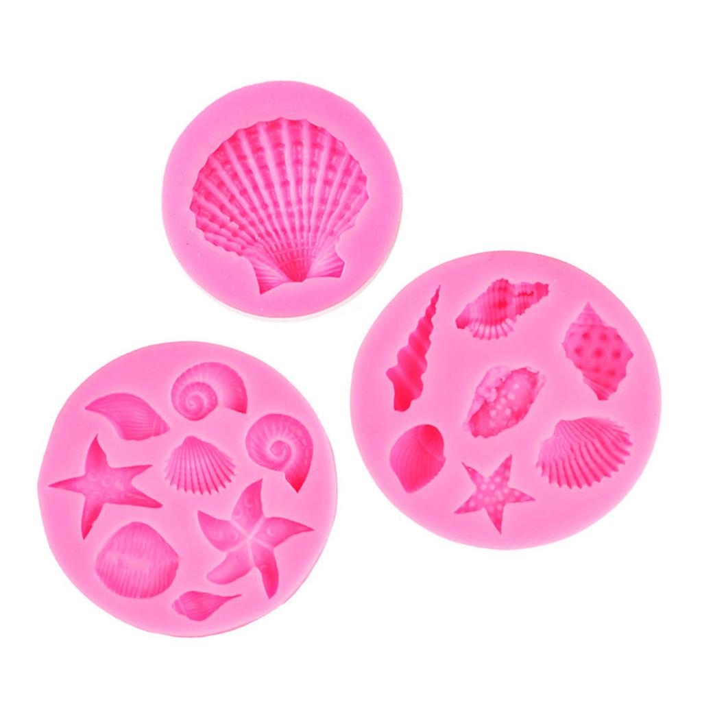 Marine Theme Cake Fondant Silicone Mold Seashell Conch Starfish Baking Molds for DIY Cake Decorations Crafting Projects