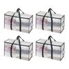 Sturdy Net Handle Storage Bag See-Through Oversized Waterproof Pattern for Seasonal Clothes Bedding Organization