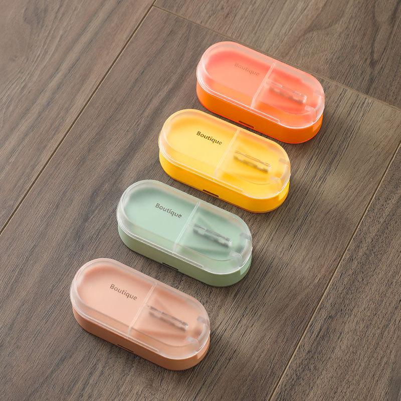 Plastic Pill Cutter And Divider Box With Cover For Home And Travel Use
