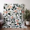1pc Vintage Floral Leaf Print Blanket - Polyester fabric, machine washable, suitable for sofa, bed, car, office and camping
