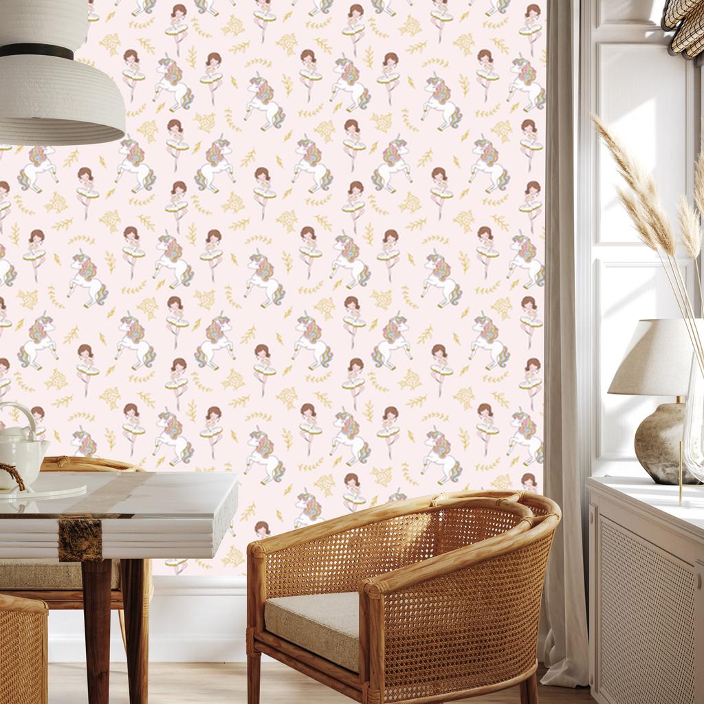 Unicorns and Ballerinas Wallpaper for Living Room and Bedroom 50x1000