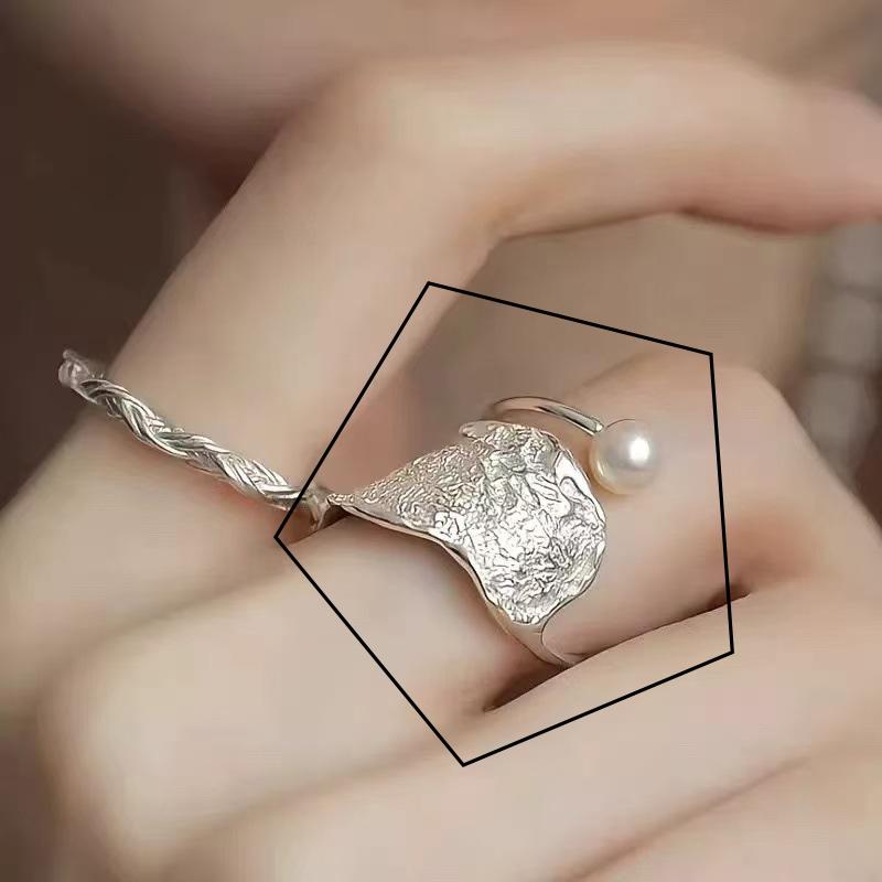 925 Silver Open Finger Ring Punk Heart Irregular Geometric Stackable For Women Girl Jewelry Gift Dropship