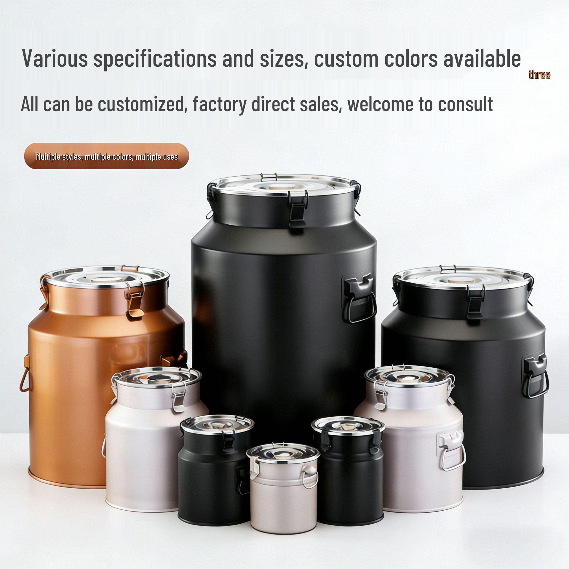 Cutie de depozitare pentru ceai și cereale din oțel inoxidabil cu sigiliu ermetic, rezistentă la umiditate și insecte, capacitate mare, depozitare coji de mandarină uscate 2.5L (15x18cm) black