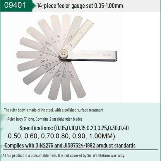 Sata 32-Piece Metric/Imperial Feeler Gauge Set (Models: 09401, 09402, 09405, 09407, 09415, 09416)