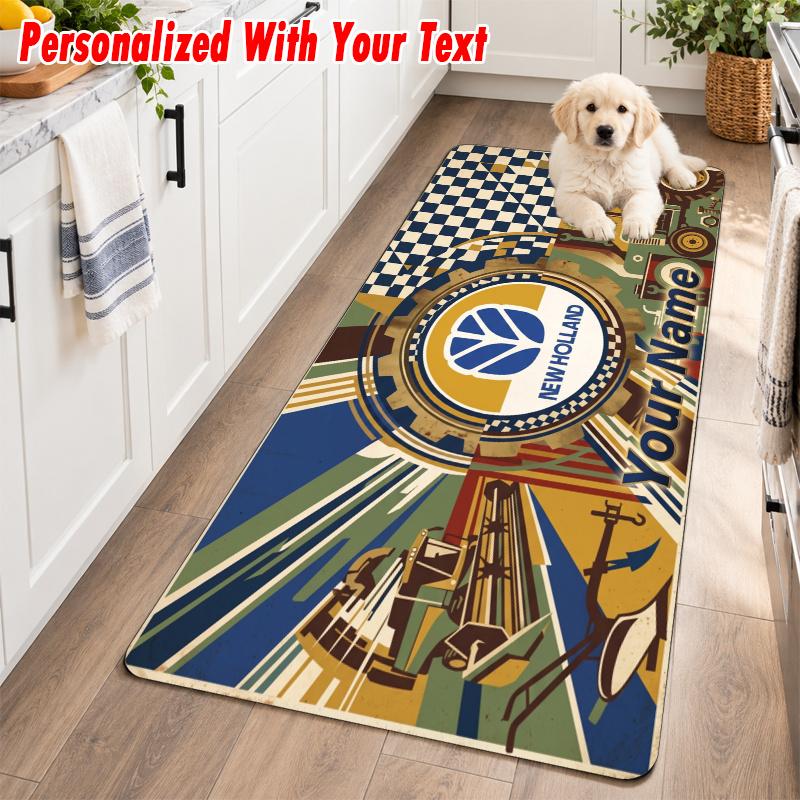 New Holland Custom Name Flannel Rug Kitchen Mat Non Slip Floor Carpet Personalized Home Decor