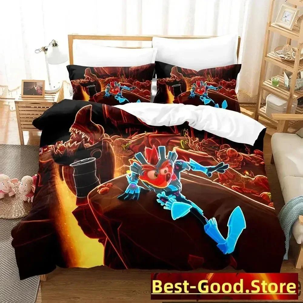 3D Print Crash Bandicoot Game Bedding Set Duvet Cover Sheet Printed Bed Set Pillowcase Full Queen King Size Comforter Bedroom