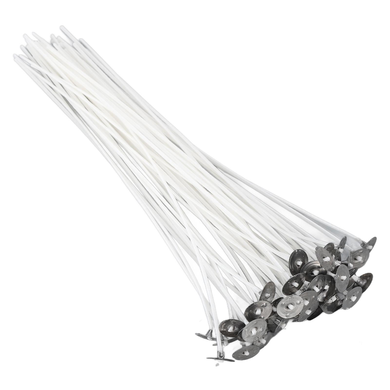 

50pcs Candle Wick Pre Waxed 20cm Low Smoke Metal Sustainer Tab for DIY Candle Making
