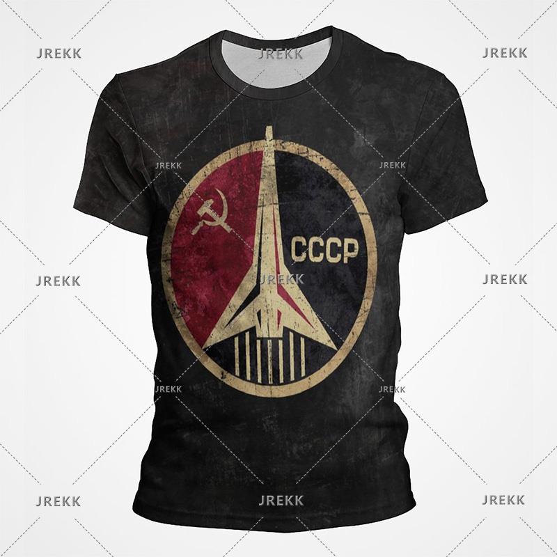 Russian Flag Logo Graphic T Shirts CCCP Banner 3D Printed T Shirt For Men Military Oversized T-Shirt Streetwear Casual Tee Tops