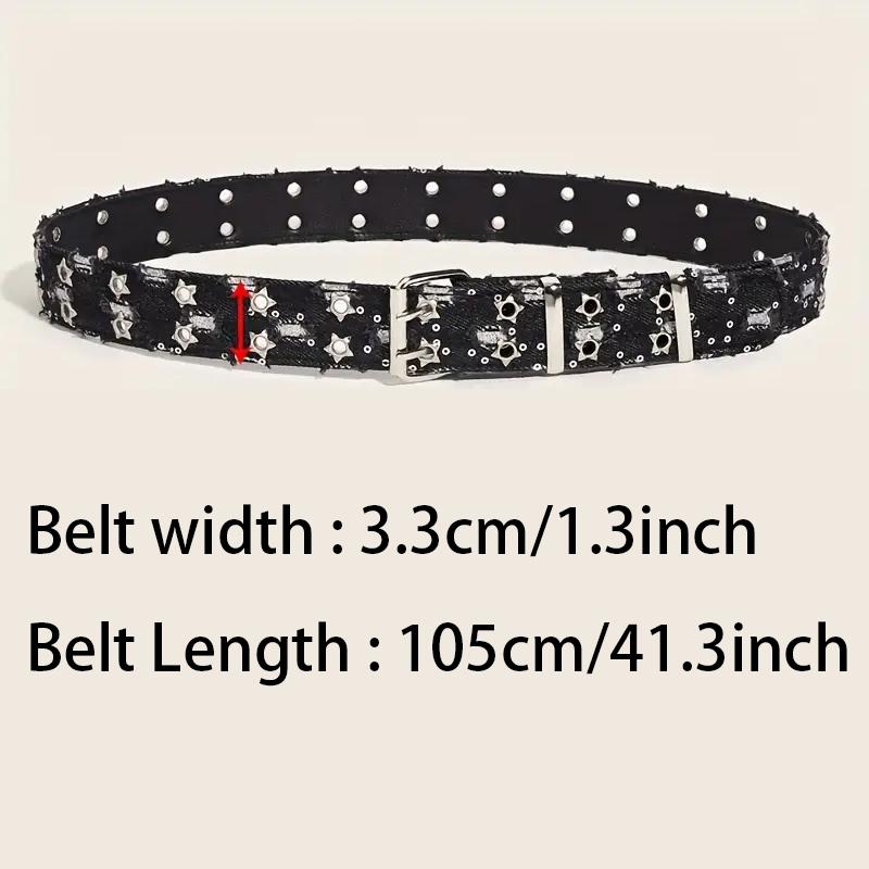 Punk Accessories Denim Girdle Hip Hop Y2k Star Hollowed Pin Buckle Waistband for Men Women Belt