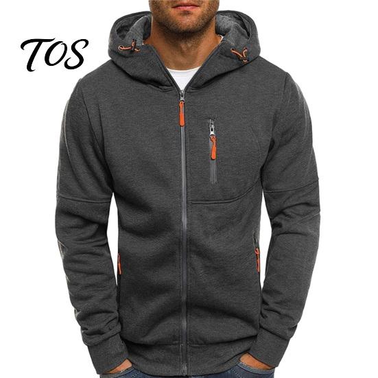 Casual Lightweight Outerwear Men Zip-up Hoodie, Athletic Hooded Jacket, Long Sleeve Sweatshirt Versatile Exercise Sports Jacket with Zippered Pockets