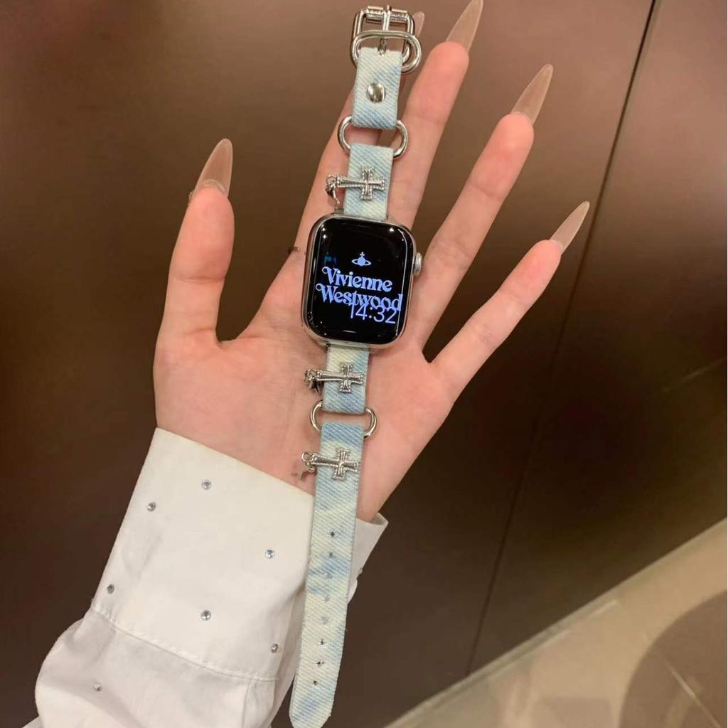 Applewatch10 new gradual change denim star strap for apple watch iwatch987se6 strap