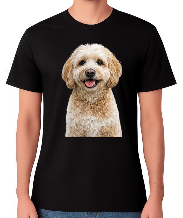 Cute Labradoodle Dog Portrait Illustration T-Shirt Curly Pet Lover Unisex Tee S разноцветный